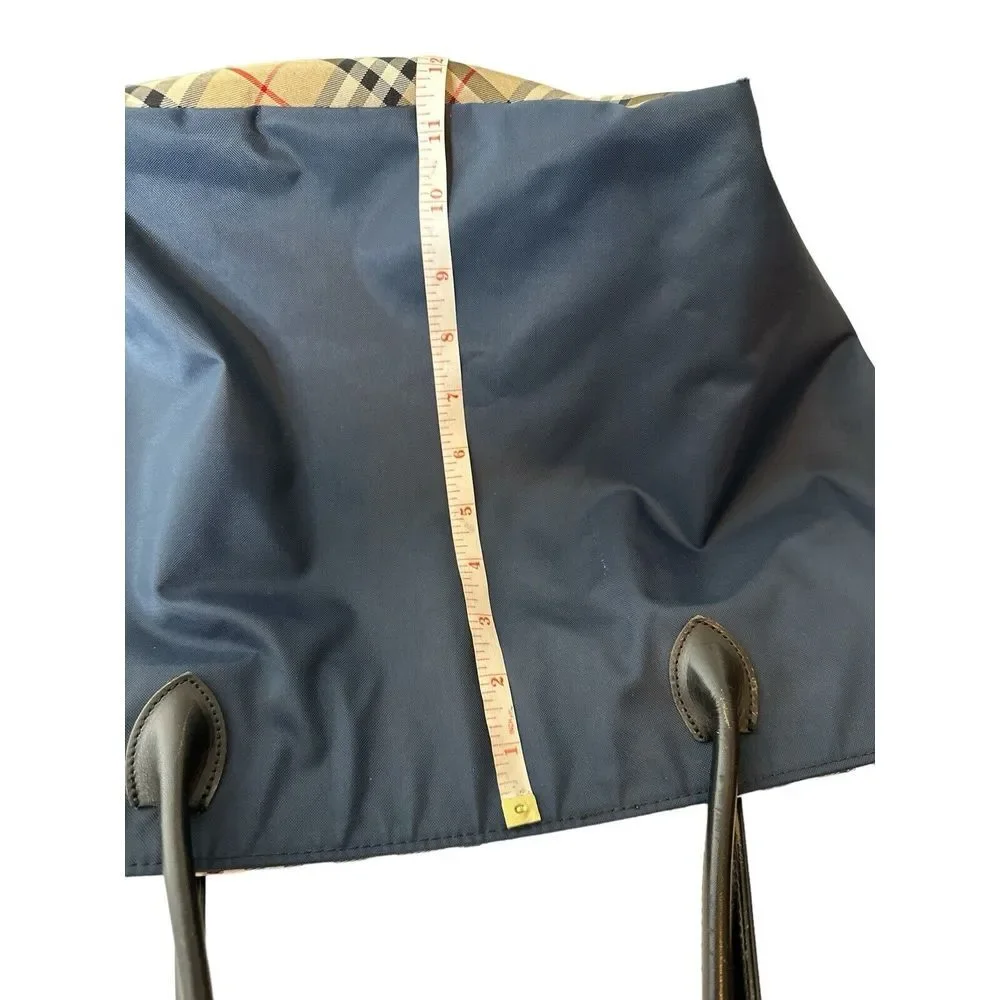 Burberrys Nova Check Blue Label Tote Bag Nylon Navy‎ Blue - Picture 11 of 12